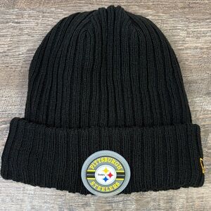 Pittsburgh Steelers NFL Fleece-Lined Ribbed Knit Beanie Hat – Black | One Size